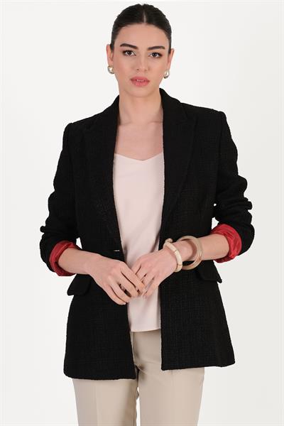 Dandolo Klasik Yaka Tek Düğme Ceket SİYAH