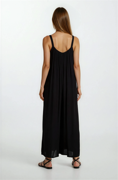 Danio U Yaka Nakışlı Askılı Elbise SİYAH