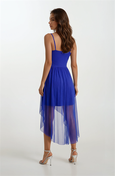 Darianna Kalp Yaka Askılı Önü Kısa Arkası Uzun Kısa Abiye Elbise SAKS