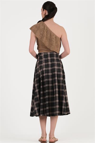 Darmo Tek Omuz Fırfırlı Triko VİZON