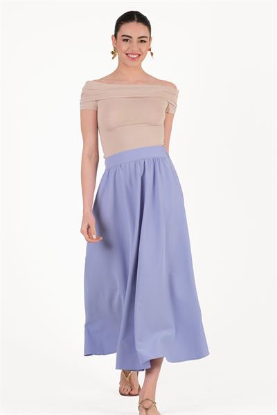 Decenzio Kayık Yaka Omuz Açık Bluz BEJ