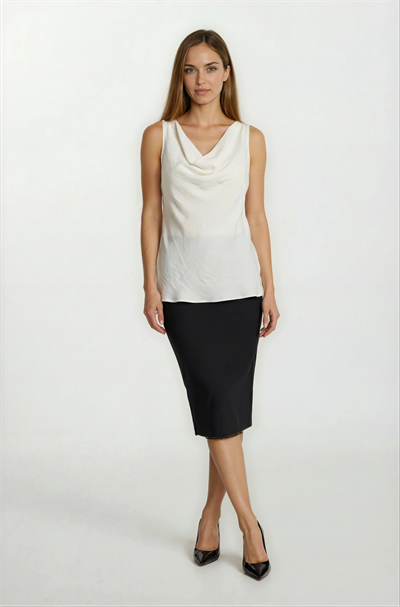 Degaje Yaka Kolsuz Bluz EKRU