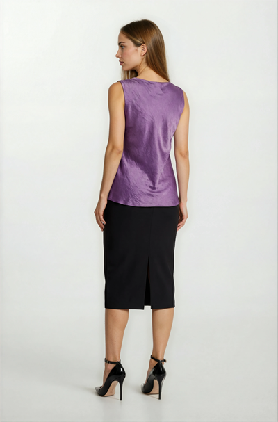 Degaje Yaka Kolsuz Bluz LİLA