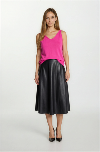 Delmira Ön Arka V Yaka Kolsuz Triko FUŞYA