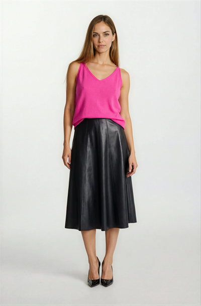 Delmira Ön Arka V Yaka Kolsuz Triko FUŞYA