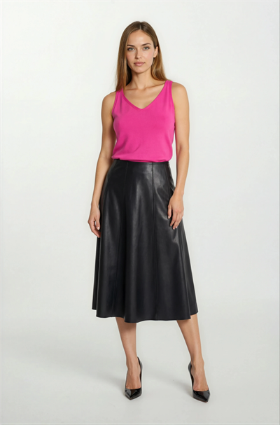 Delmira Ön Arka V Yaka Kolsuz Triko FUŞYA