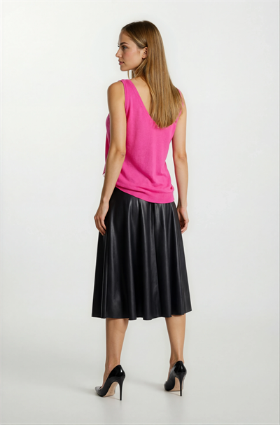 Delmira Ön Arka V Yaka Kolsuz Triko FUŞYA