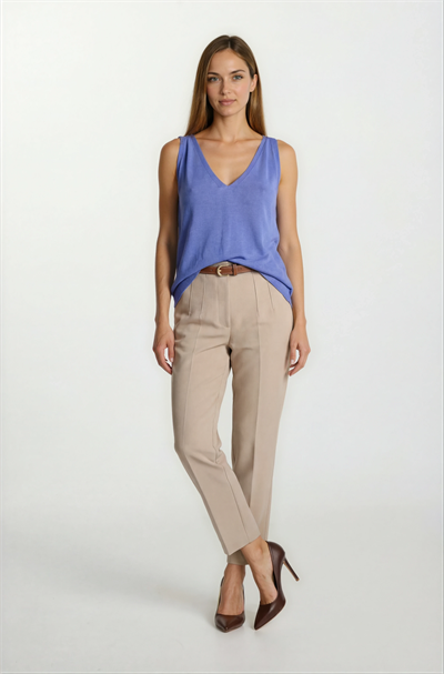 Delmira Ön Arka V Yaka Kolsuz Triko İNDİGO