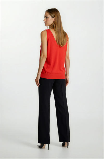 Delmira Ön Arka V Yaka Kolsuz Triko MERCAN