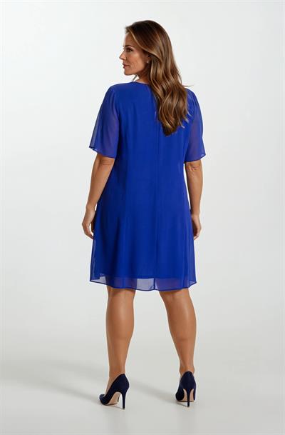 Demostene V Yaka Büzgülü Taş İşleme Detaylı Midi Abiye Elbise SAKS