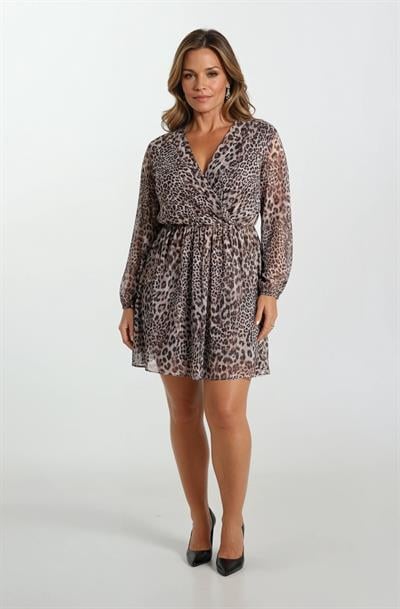 Deodato Kruvaze Yaka Kloş Kemerli Elbise SİYAH