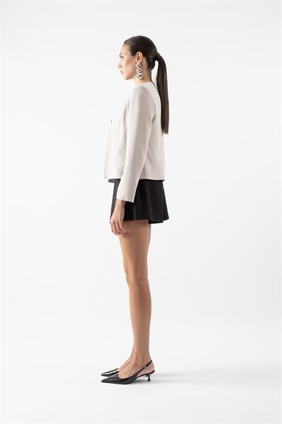 Diamanta Yakasız Flota Cepli Ceket TAŞ