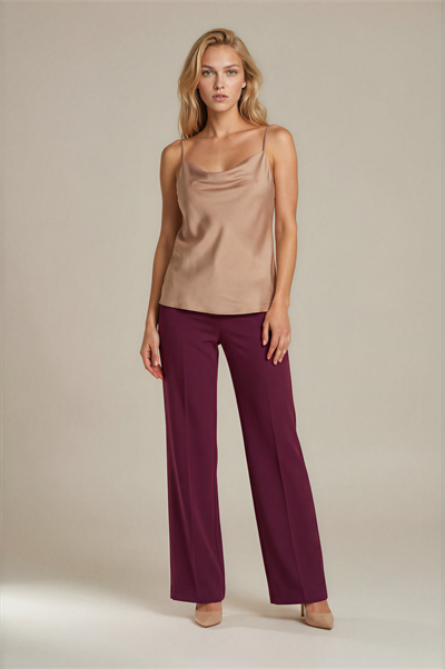 Diamante Rahat Kesim Bol Paça Pantolon BORDO