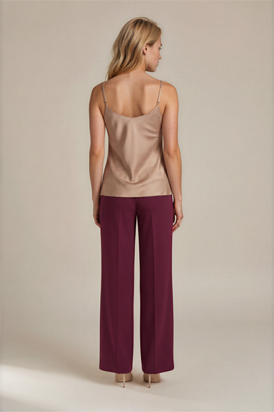 Diamante Rahat Kesim Bol Paça Pantolon BORDO