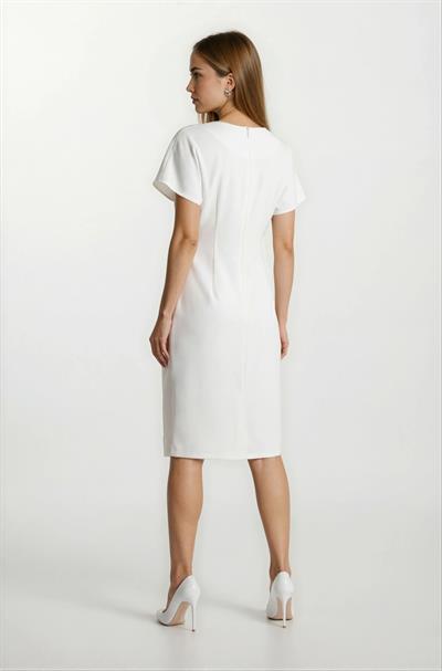 Dianora Yuvarlak Yaka Beli Nervüllü Kısa Kol Elbse EKRU