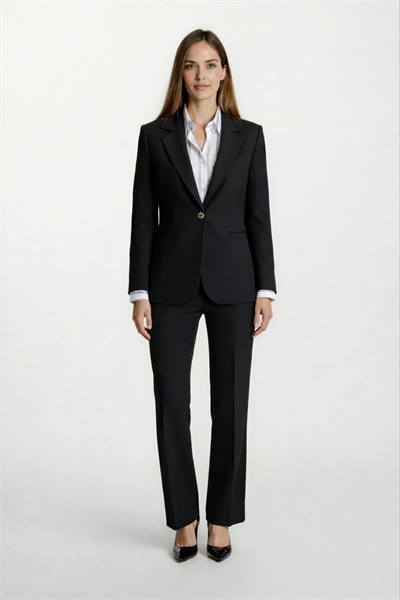 Didima Klasik Yaka Bele Oturan  Flotalı Ceket SİYAH