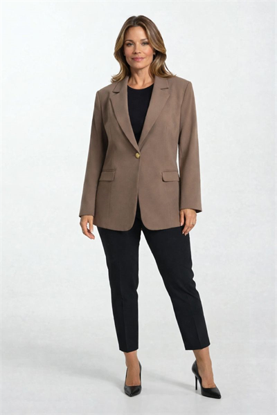 Didima Klasik Yaka Bele Oturan  Flotalı Ceket VİZON