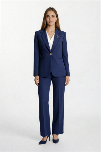 Didima Klasik Yaka Bele Oturan  Flotalı Ceket LACİVERT