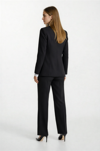 Didima Klasik Yaka Bele Oturan  Flotalı Ceket SİYAH