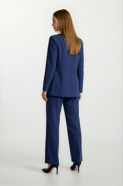 Didima Klasik Yaka Bele Oturan  Flotalı Ceket LACİVERT