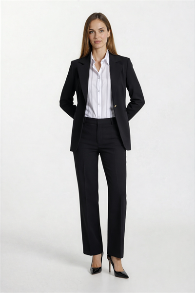 Didima Klasik Yaka Bele Oturan  Flotalı Ceket SİYAH