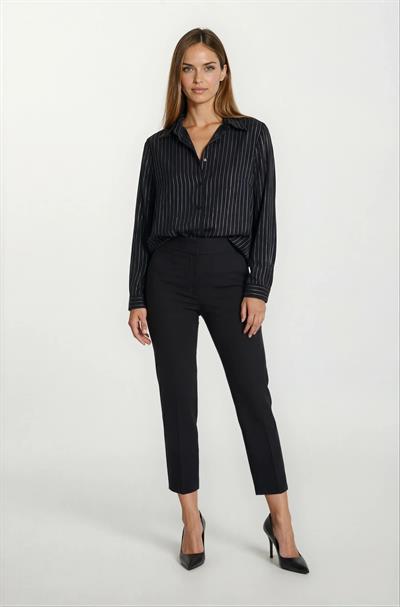 Dieppa Simli Çizgili Klasik Gömlek SİYAH