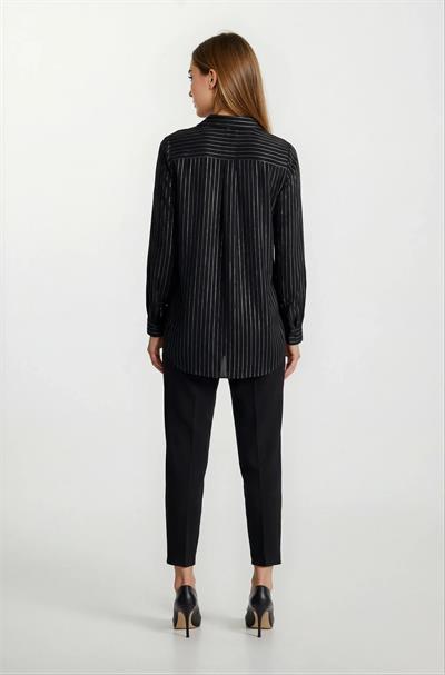 Dieppa Simli Çizgili Klasik Gömlek SİYAH