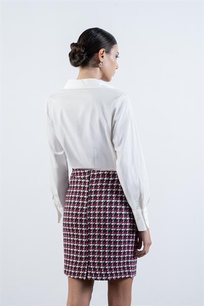 Diletto Flotalı Cepte Metal Düğmeli Etek FUŞYA