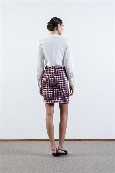 Diletto Flotalı Cepte Metal Düğmeli Etek FUŞYA