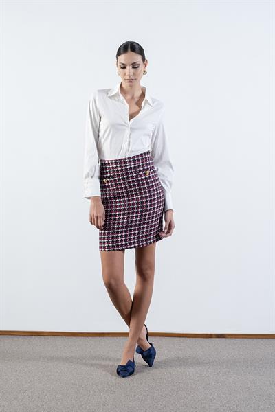 Diletto Flotalı Cepte Metal Düğmeli Etek FUŞYA