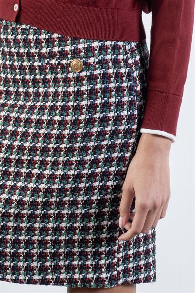 Diletto Flotalı Cepte Metal Düğmeli Etek YEŞİL