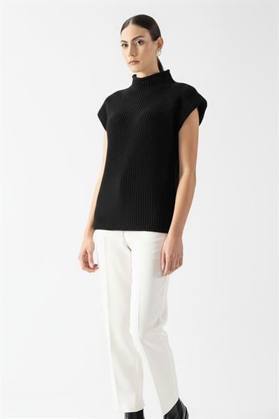 Dimitrio Dik Yaka Kolsuz Triko SİYAH