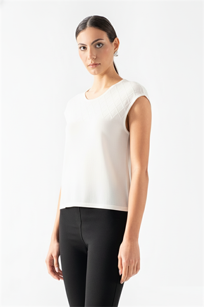 Diodora Yuvarlak Yaka Kolsuz Triko KEMİK