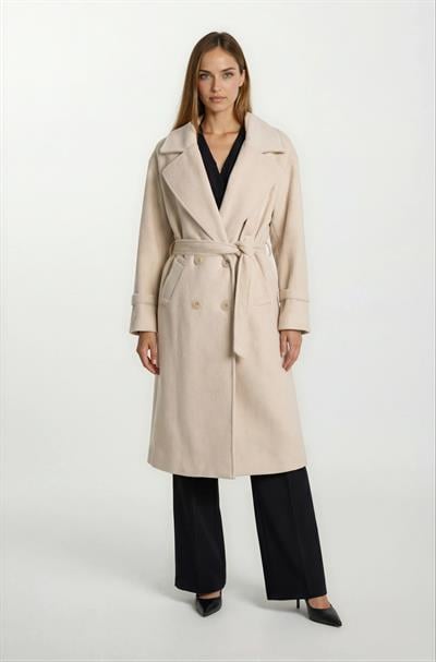 Diodorino Kruvaze Kuşaklı Kaban BEJ