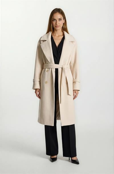 Diodorino Kruvaze Kuşaklı Kaban BEJ