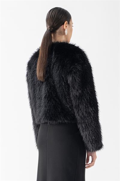 Dionisio Yakasız Kürk SİYAH