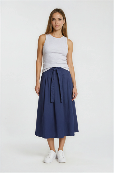 Dolinda Arka Bel Lastikli Kloş Etek LACİVERT
