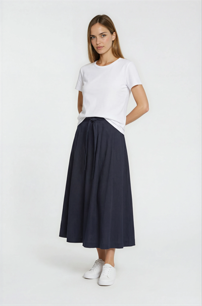 Dolinda Arka Bel Lastikli Kloş Etek SİYAH