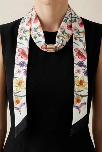 Twilly İnce Fular 88x5 cm EKRU