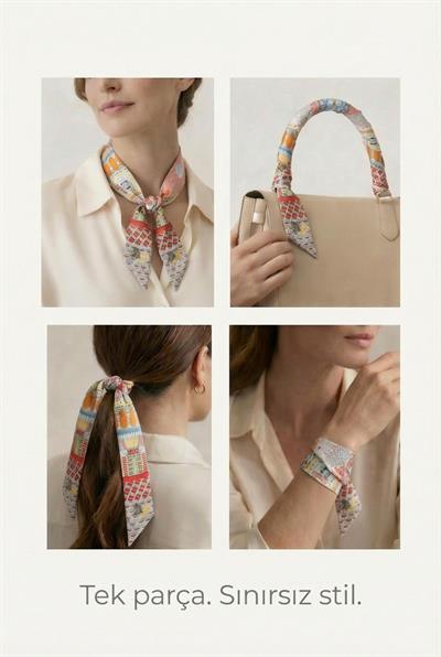 Twilly İnce Fular 88x5 cm KIRMIZI