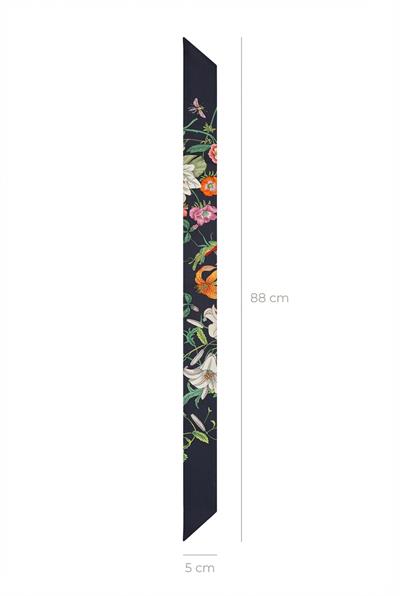 Twilly İnce Fular 88x5 cm SİYAH
