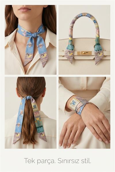 Twilly İnce Fular 88x5 cm YEŞİL