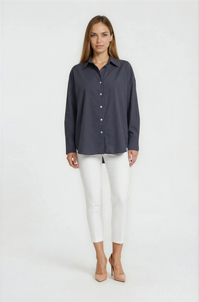 Donatillaı Arka Körüklü Klasik Yaka Salaş Gömlek SİYAH