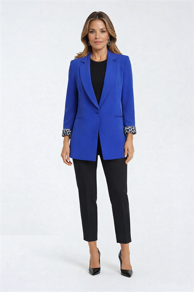 Dosolino Tek Düğme Leopar Astarlı Ceket SAKS