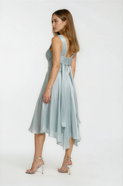 Drapeli Straplez Davet Elbisesi MİNT