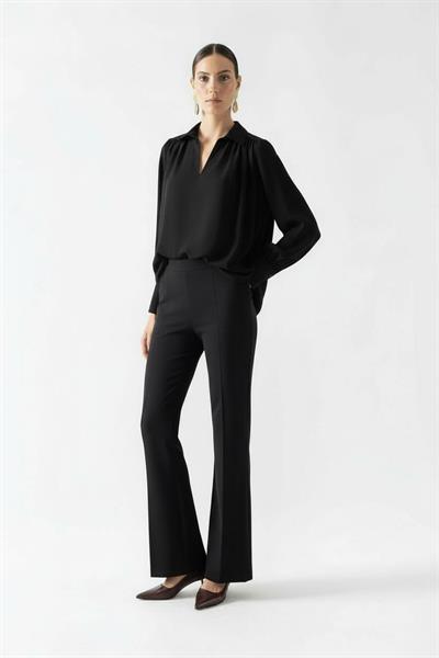 Drusiano Erkek V Yaka Kollar Şifon Fiyonk Aksesuar Detaylı Gömlek SİYAH