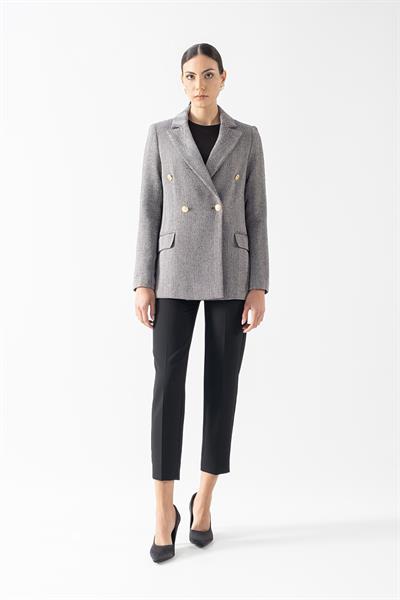 Drusolina Klasik Yaka Kapaklı Cepli Blazer Ceket SİYAH