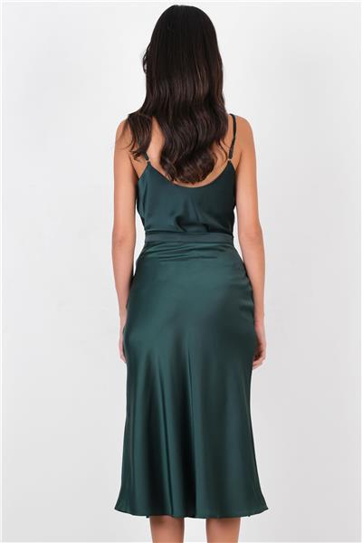 Dunaway Astarsız Saten Etek ZÜMRÜT