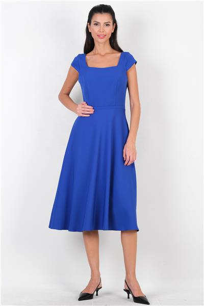 Durrell Kare Yaka Kloş Elbise SAKS