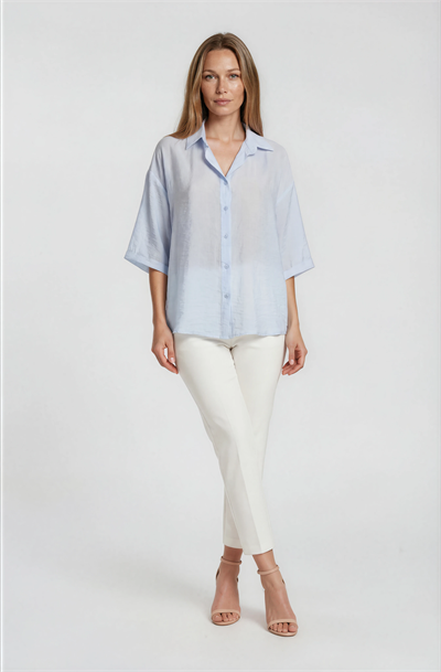 Düşük Omuzlu Salaş Gömlek MAVİ